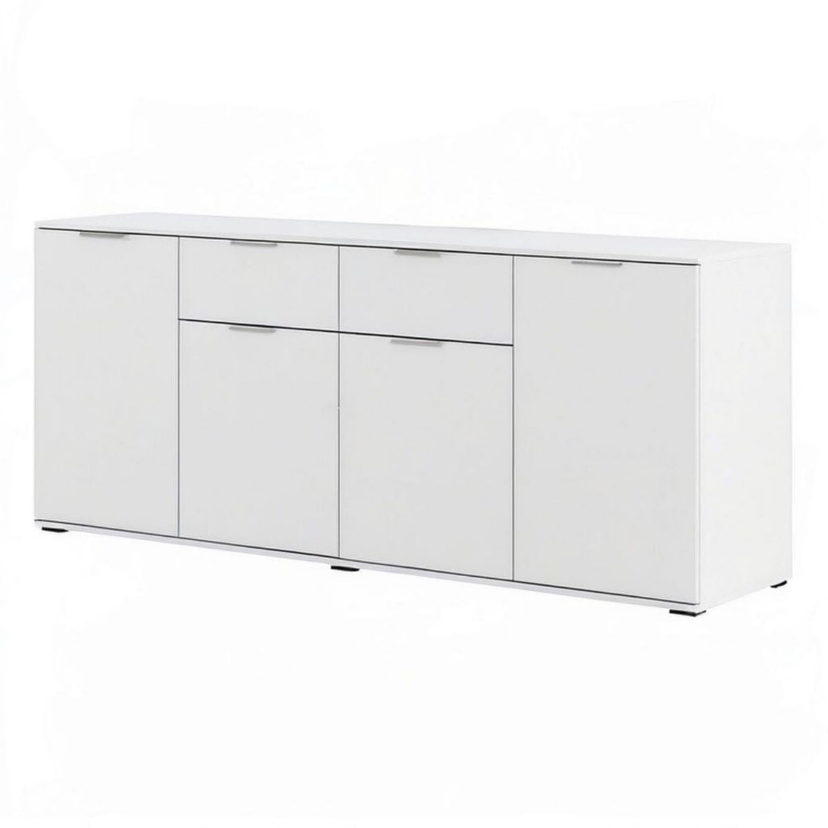 Biała komoda z 4 drzwiami i 2 szufladami, 160 x 40 x 80 cm