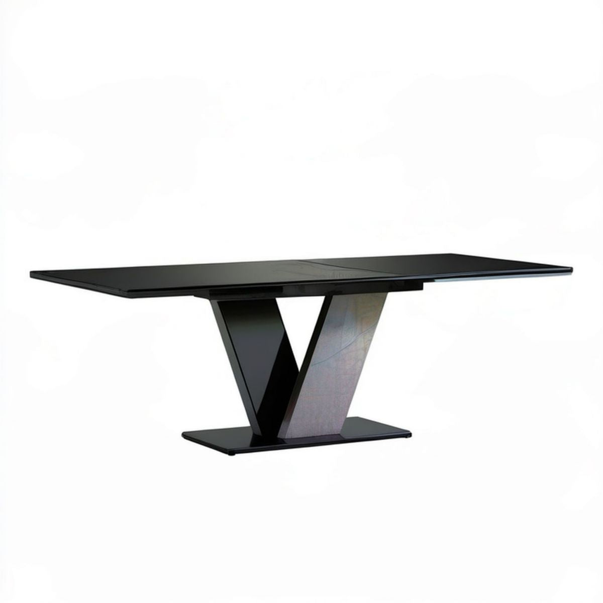Rozkładany stół jadalniany 160–200 x 90 x 76 cm czarno-szary ze szkła hartowanego i MDF
