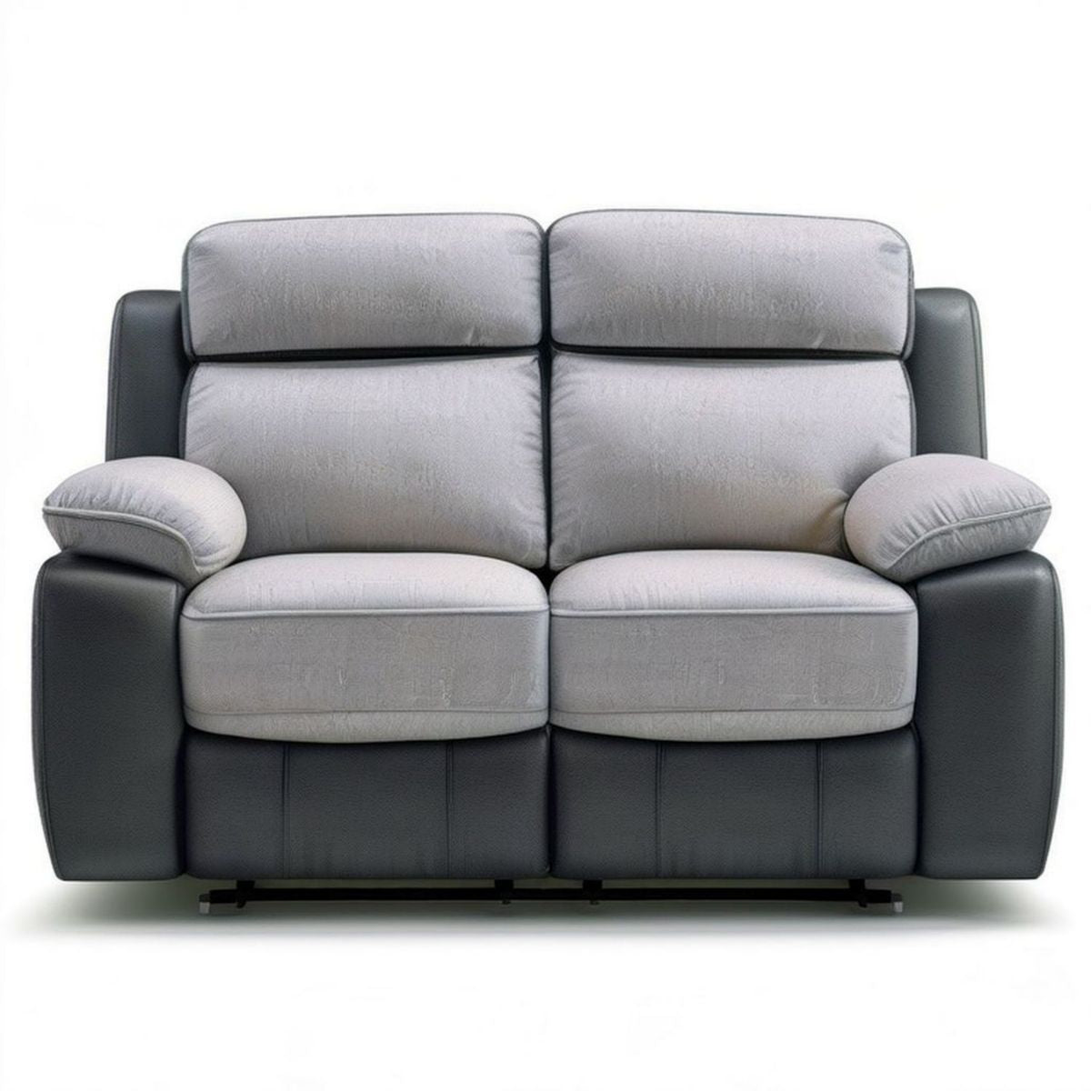 Sofa 2-osobowa z funkcją relaks 170 × 95 × 102 cm, jasnoszaro-czarna, z mikrofibry i PU